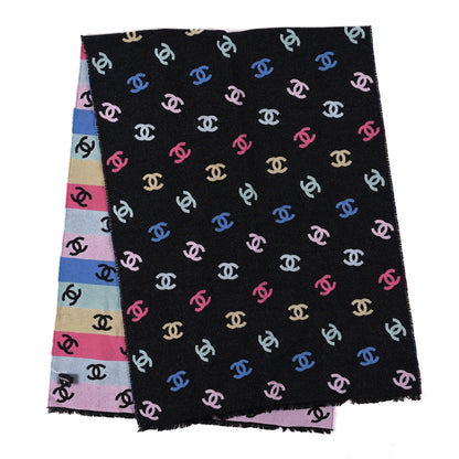 Chanel Cashmere Silk Wool CC Stole Black Multicolor 2 of 3