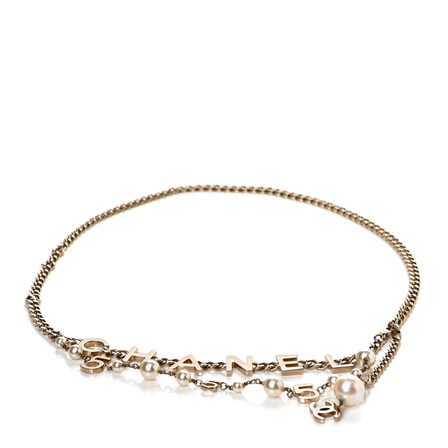 Chanel Pearl Crystal CC Logo Charm Belt Gold 1 of 5