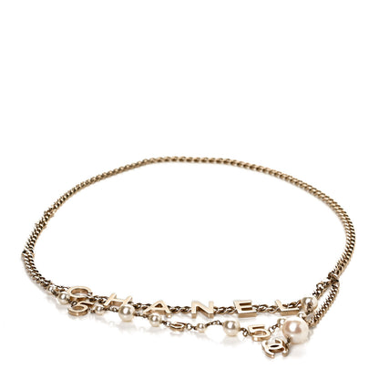 Chanel Pearl Crystal CC Logo Charm Belt Gold 1 of 5