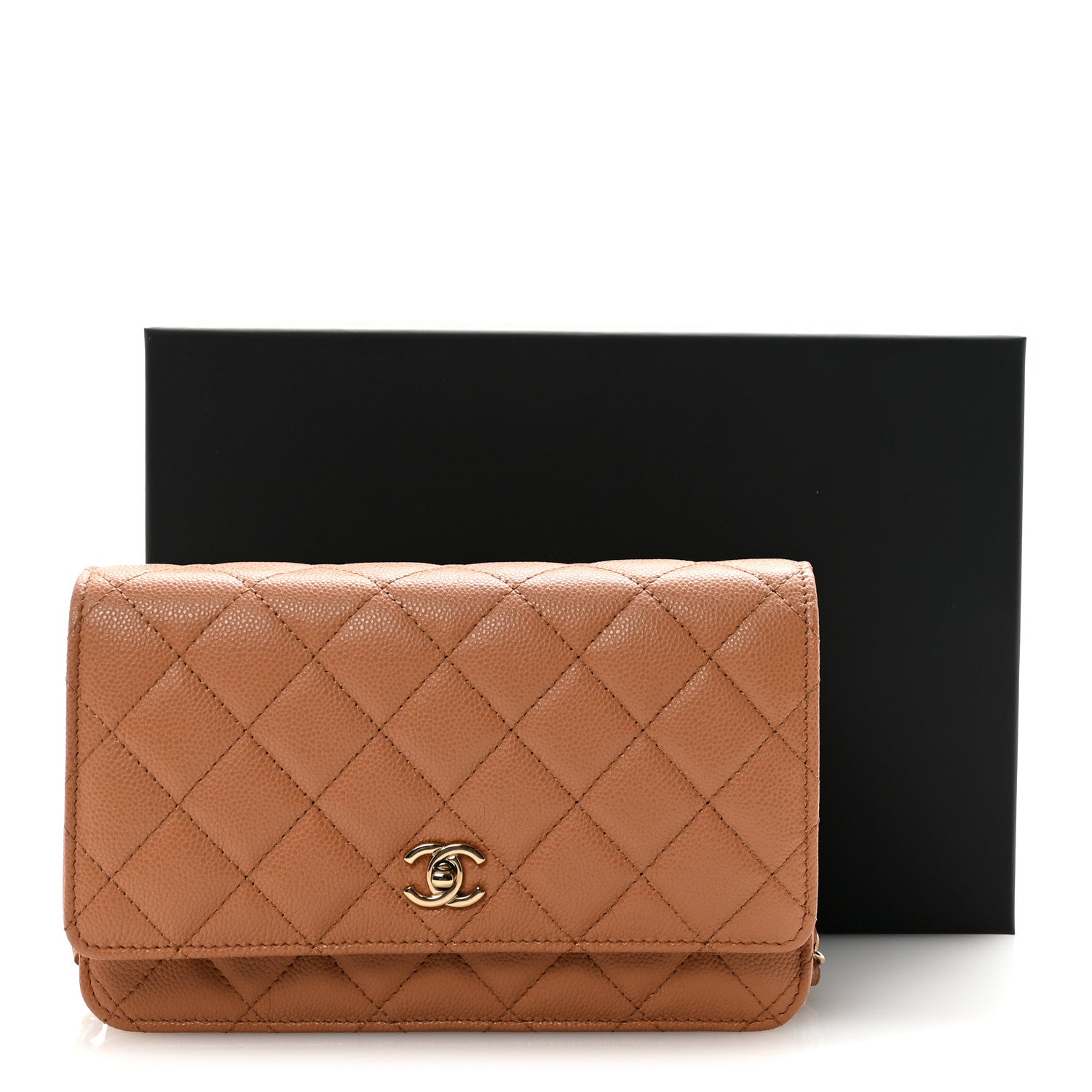 Chanel Caviar Quilted CC Turnlock Wallet On Chain WOC Brown 12 of 12