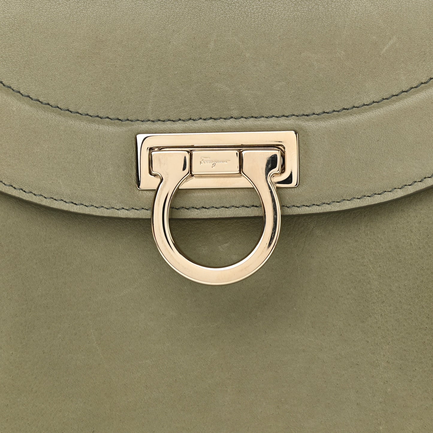 Calfskin Sofia Rainbow Top Handle Bag Dark Olive Green