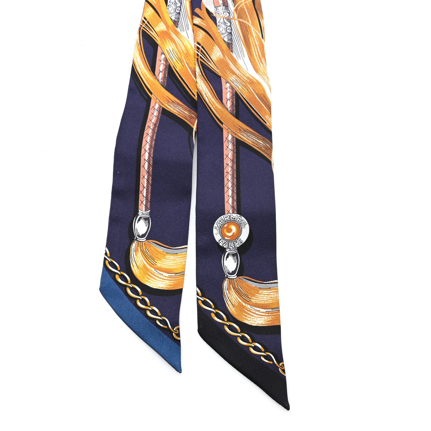 Silk Cavalcades Twilly Marine Gold Gris