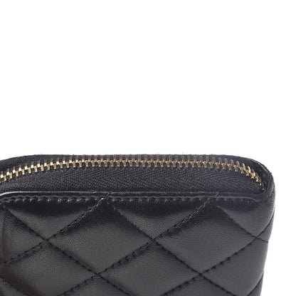Chanel Lambskin Quilted Large Gusset Zip Around Wallet Black 9 of 11