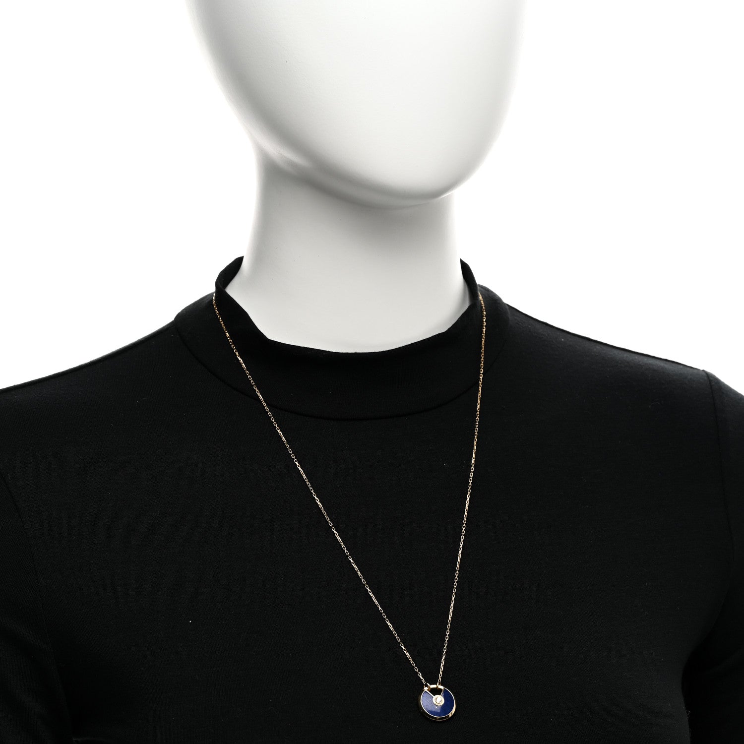 Cartier 18K Yellow Gold Diamond Lapis Lazuli SM Amulette de Cartier Pendant Necklace 2 of 4