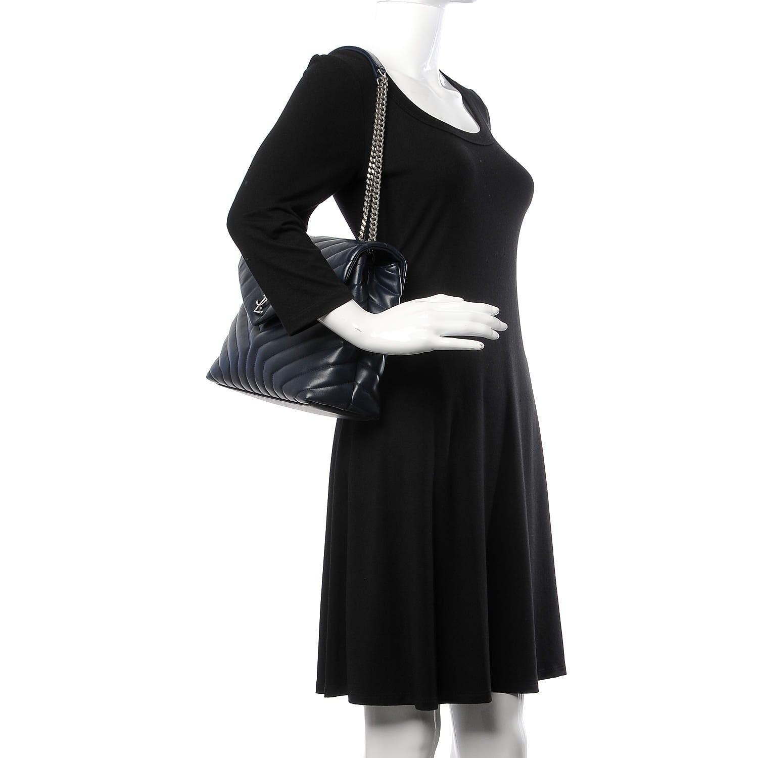 Saint Laurent Calfskin Y Quilted Monogram Medium Loulou Chain Satchel Medium Blue 2 of 8