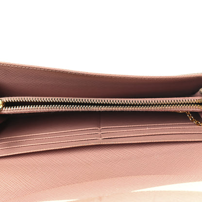 Prada Saffiano Bi-Color Metal Continental Flap Travel Wallet Cammeo Orchidea 6 of 11