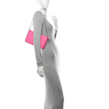 Christian Louboutin Calfskin Loubila Loubinthesky Chain Clutch Fluo Pink 2 of 11
