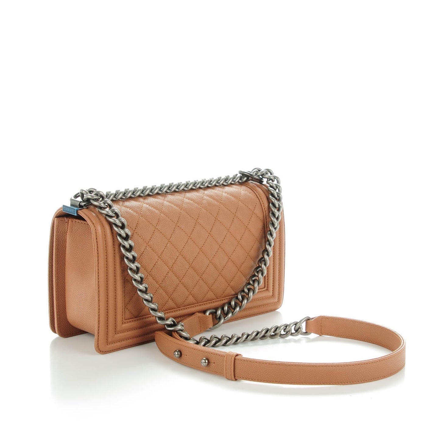 Caviar Quilted Medium Boy Flap Camel