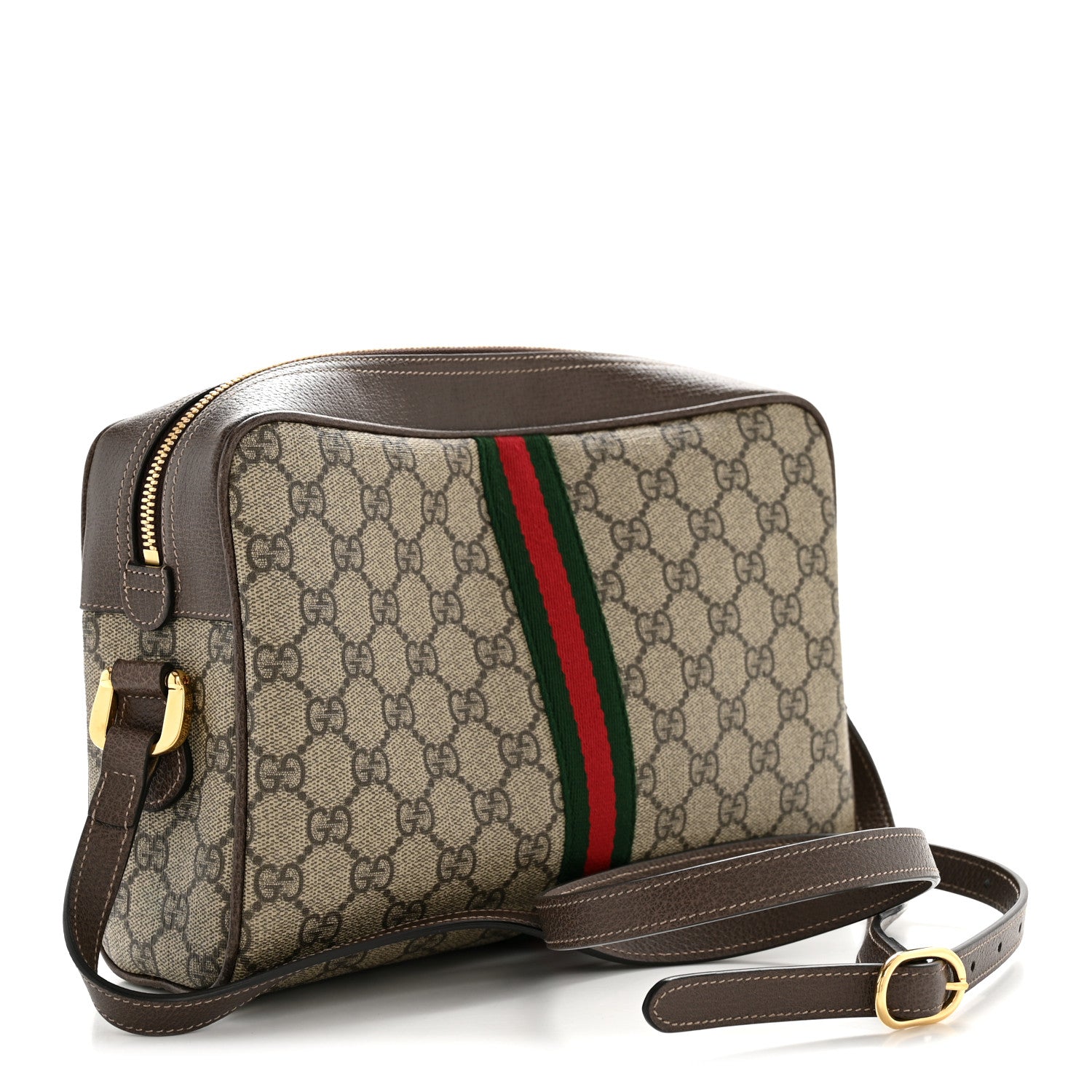 Gucci GG Supreme Monogram Web Small Ophidia Shoulder Bag Brown 3 of 13