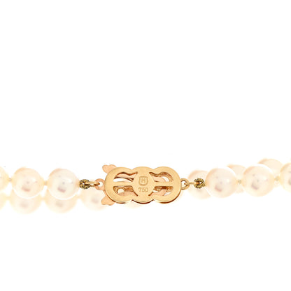 Mikimoto 18K Yellow Gold Akoya Pearl 7-7.5mm Strand Necklace 14" 4 of 5