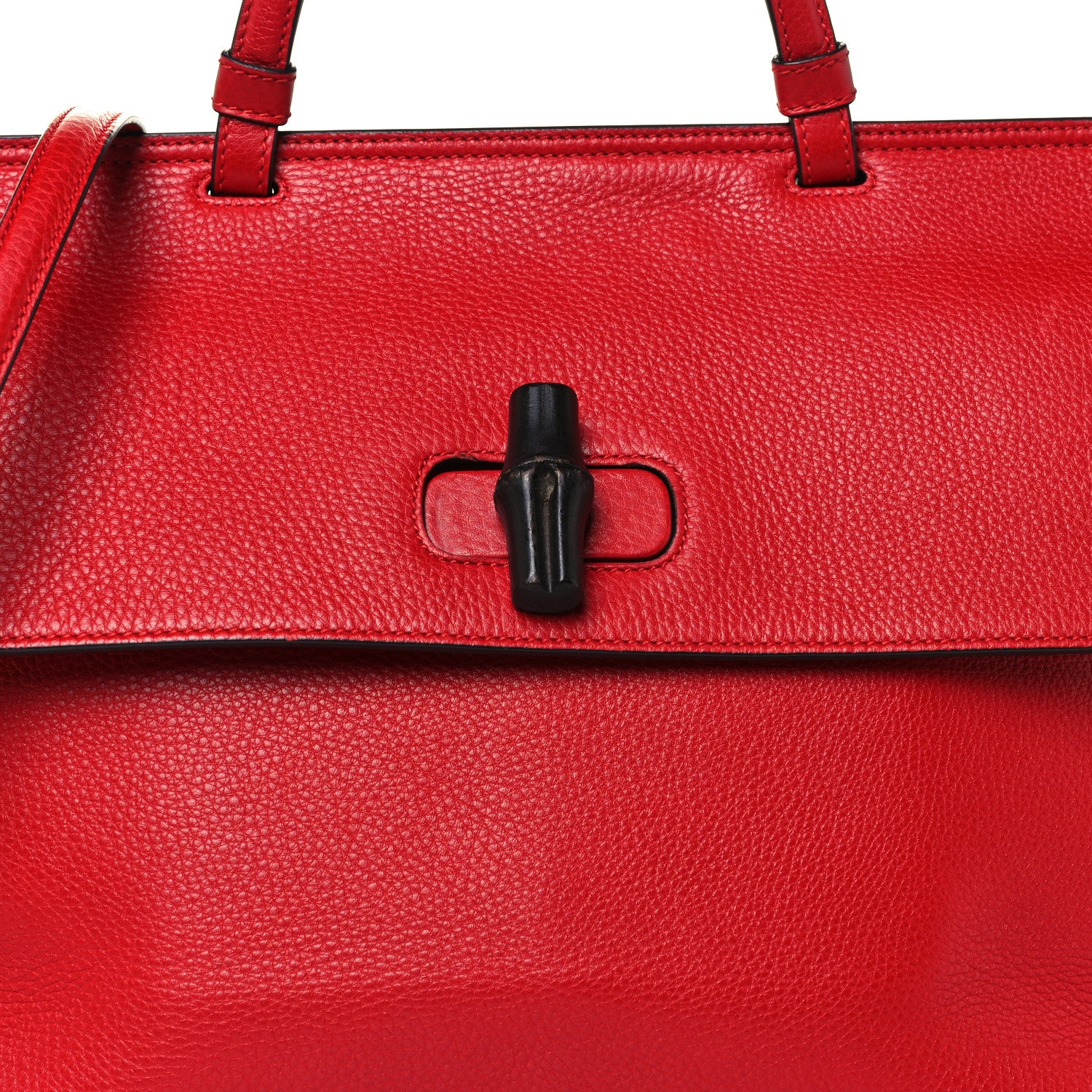 Gucci Pebbled Calfskin Large Bamboo Daily Top Handle Bag Red 8 of 10