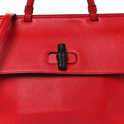 Gucci Pebbled Calfskin Large Bamboo Daily Top Handle Bag Red 8 of 10