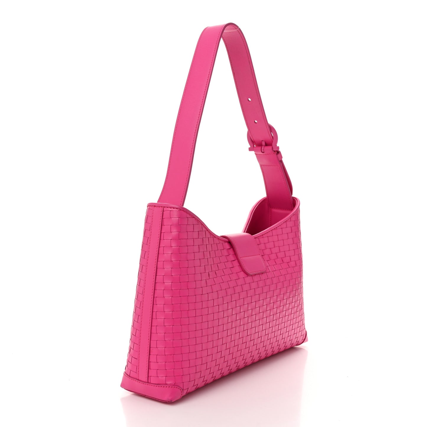 Calfskin Intreccio Trifolio Shoulder Bag Hot Pink