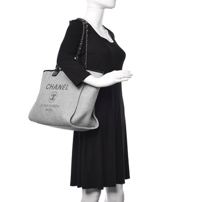 Chanel Woven Straw Raffia Large Deauville Tote Grey 3 of 11