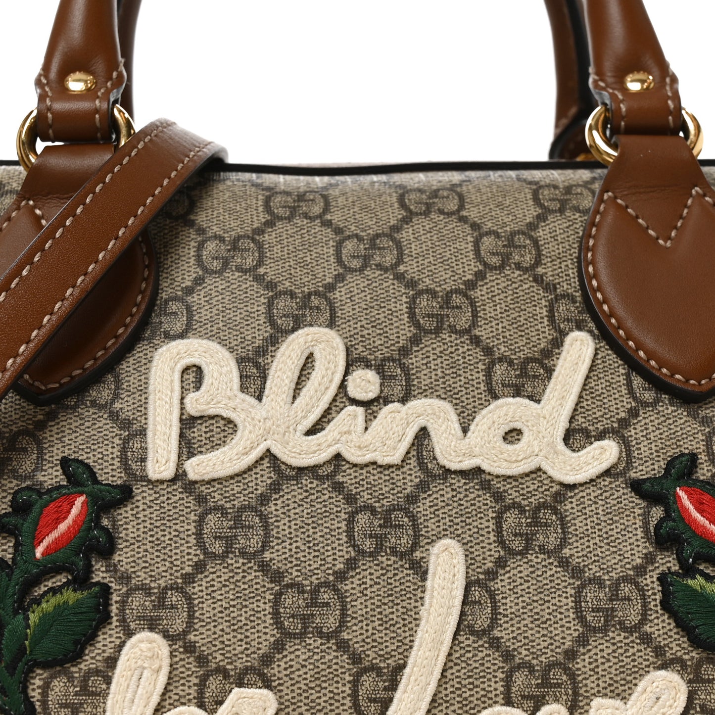 GG Supreme Monogram Blind for Love Embroidered Small Boston Beige Tuscany