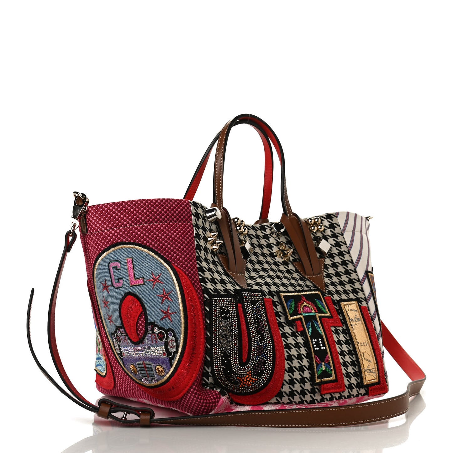 Canvas Embroidered Calfskin Caracaba Tote Multicolor