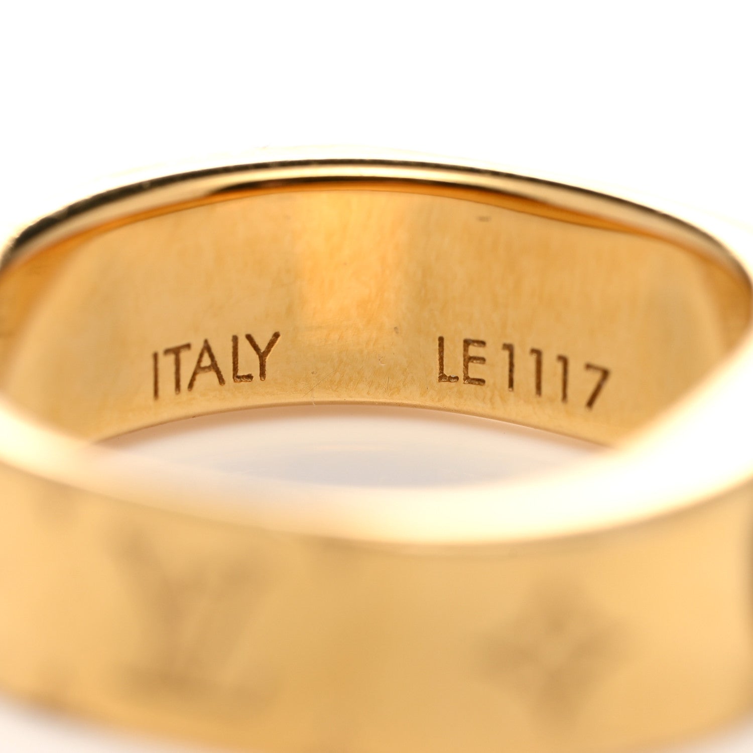 Louis Vuitton Brass Monogram Engraved Nanogram Ring S Gold 6 of 6
