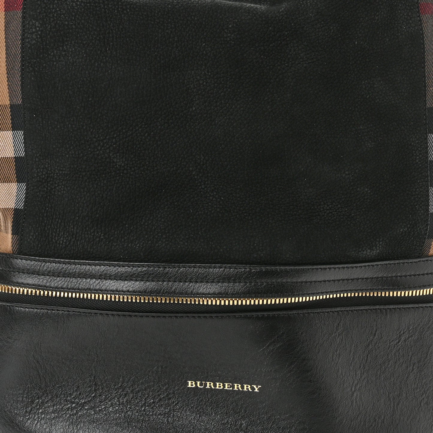 Nubuck Canvas Check Beckett Bucket Bag Black