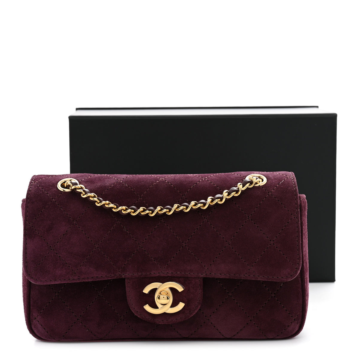 Suede Calfskin Mini Souplissimo Flap Burgundy