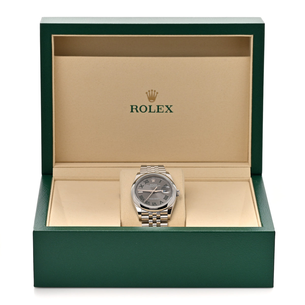 Stainless Steel 36mm Oyster Perpetual Wimbledon Datejust Watch Slate 126200