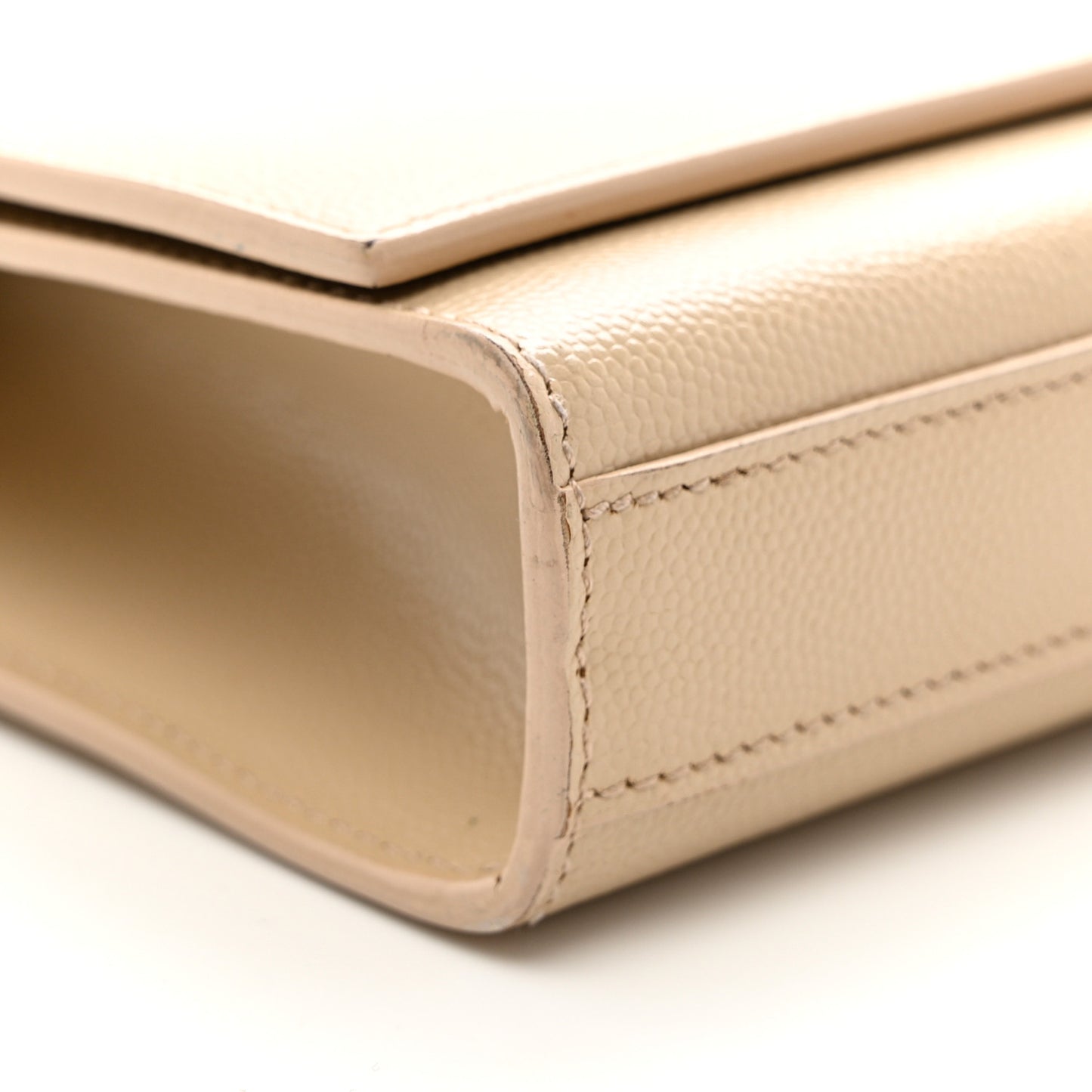 SAINT LAURENT Grain De Poudre Classic Monogram Cassandre Clutch Nude Powder