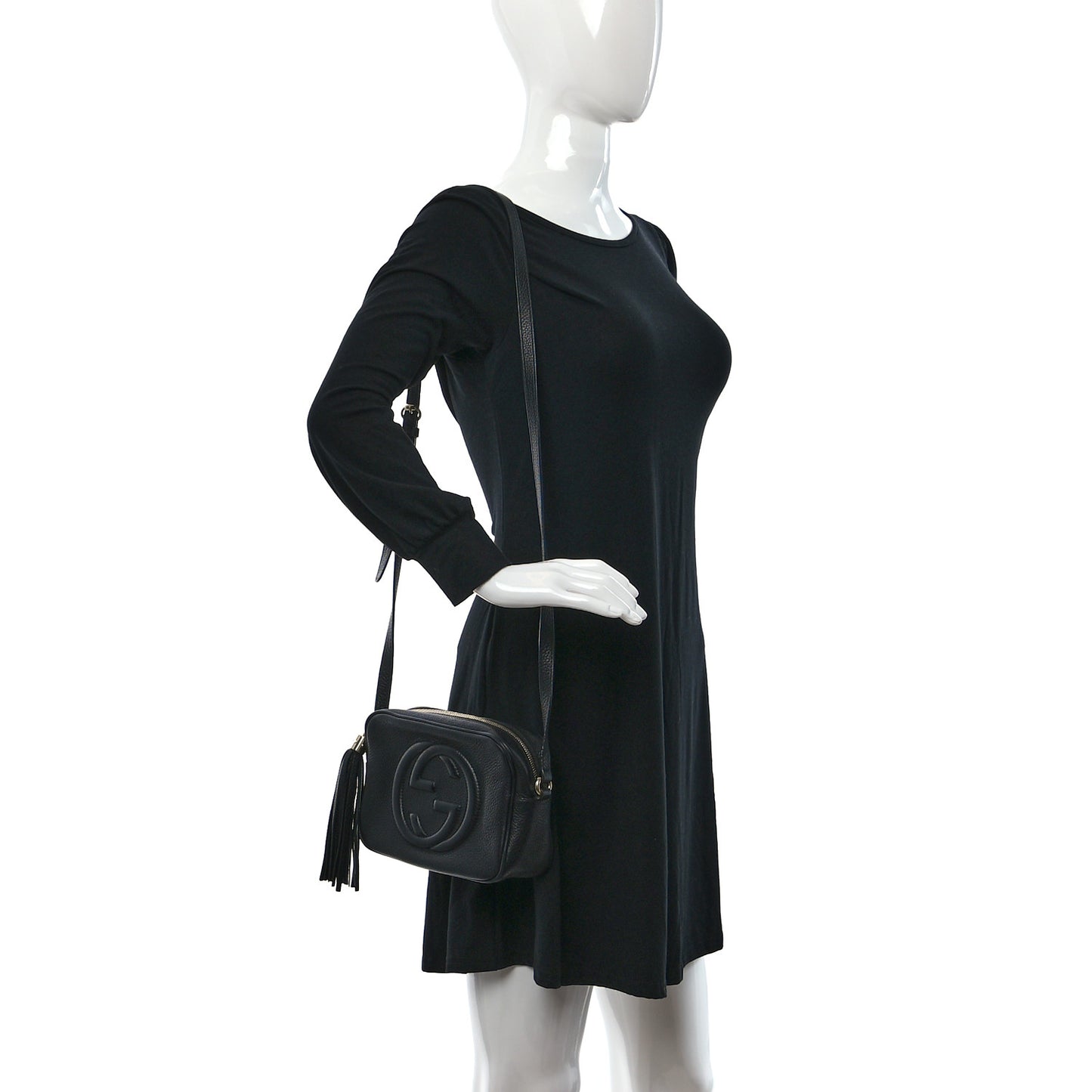 Pebbled Calfskin Small Soho Disco Bag Black