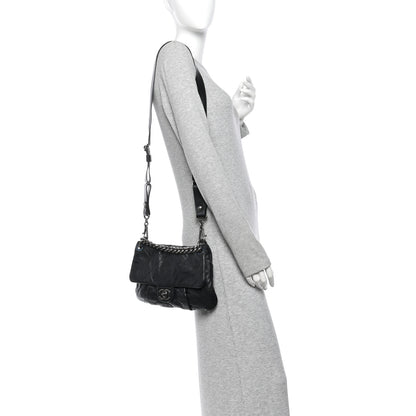 Chanel Calfskin Coco Pleats Messenger Flap Black 2 of 11