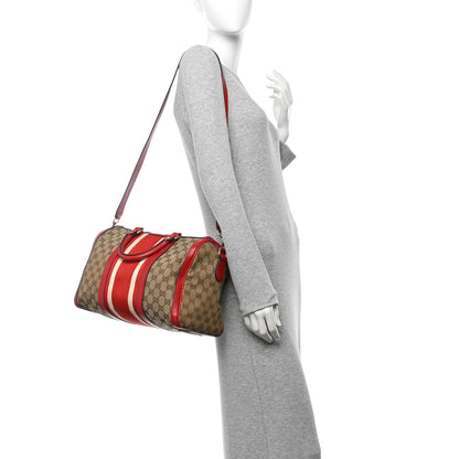 Gucci Monogram Vintage Web Medium Boston Red 2 of 14