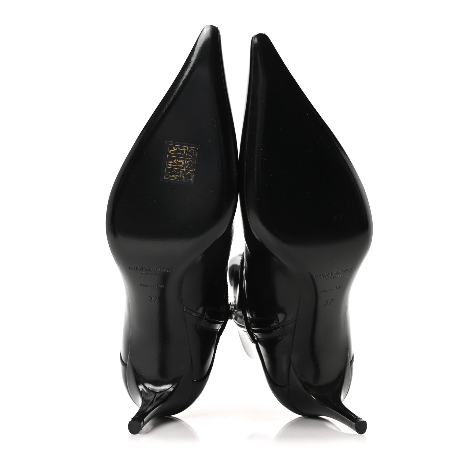 Saint Laurent Patent Vendome Buckle Ankle Booties 37 Black 6 of 9