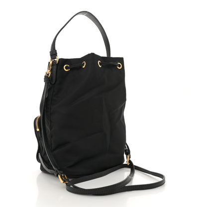 Prada Nylon Vela Saffiano Mini Bucket Crossbody Bag Black 3 of 10