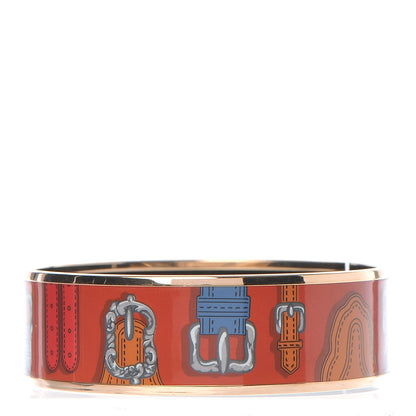 Hermes Enamel Printed Harnais Des Presidents Wide Bracelet 65 Folk 1 of 5