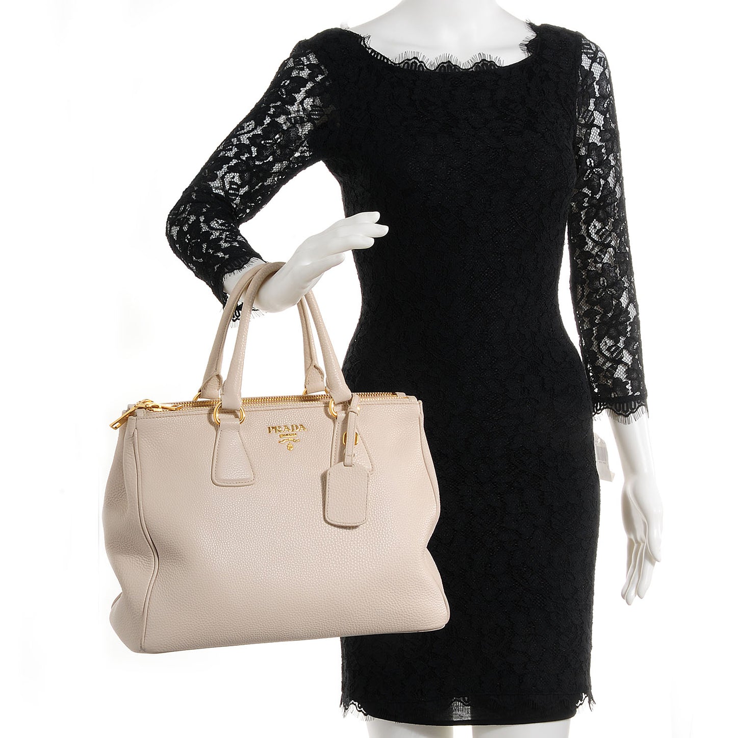 Vitello Daino Large Double Zip Tote Talco