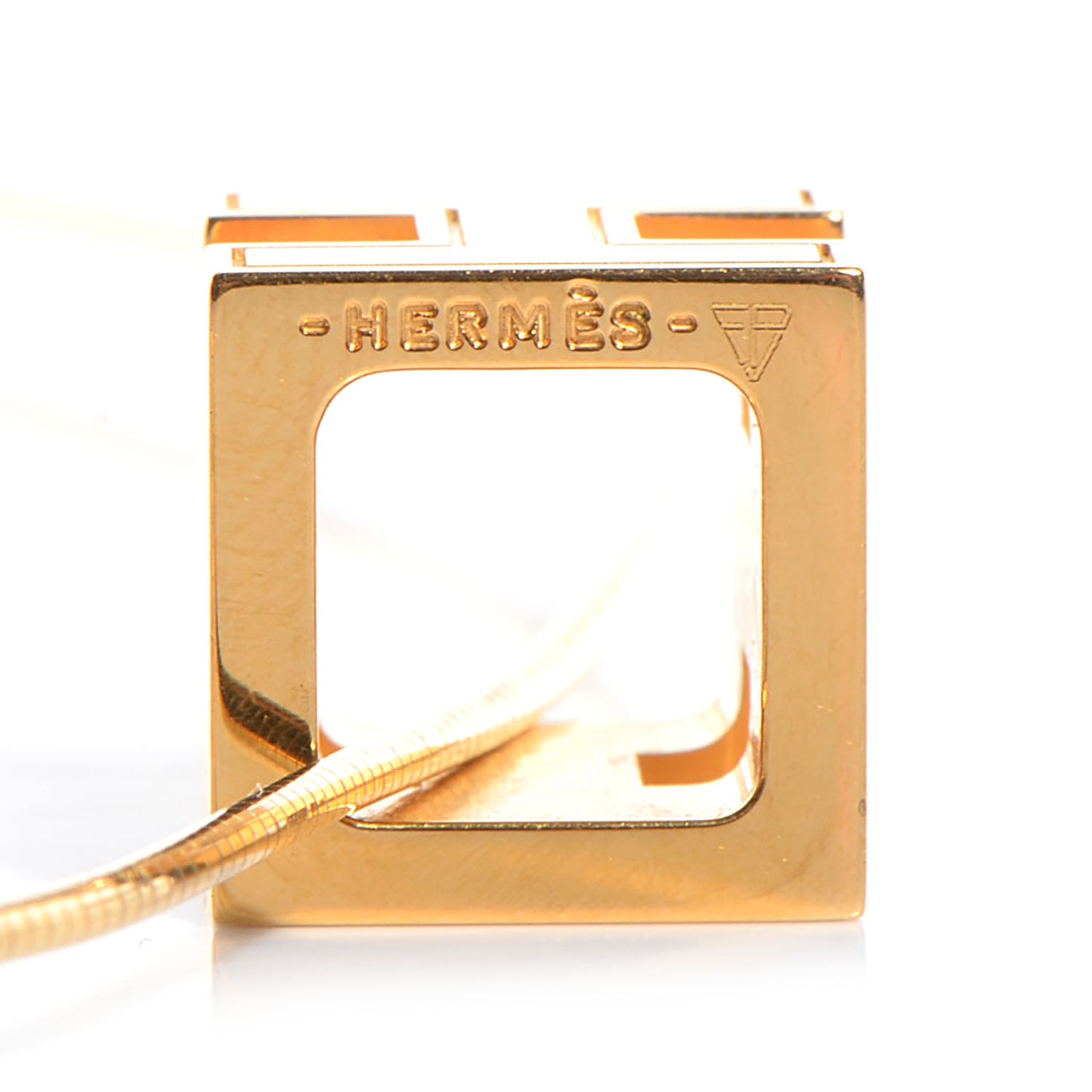 Enamel Cage d'H Necklace Gold White