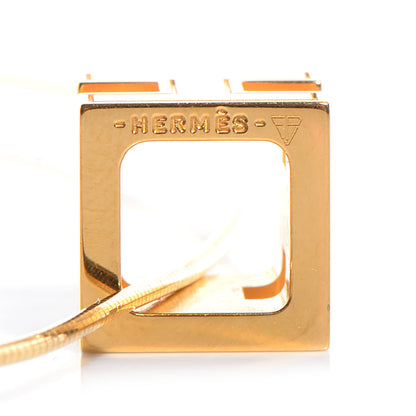 Hermes Enamel Cage d'H Necklace Gold White 3 of 6