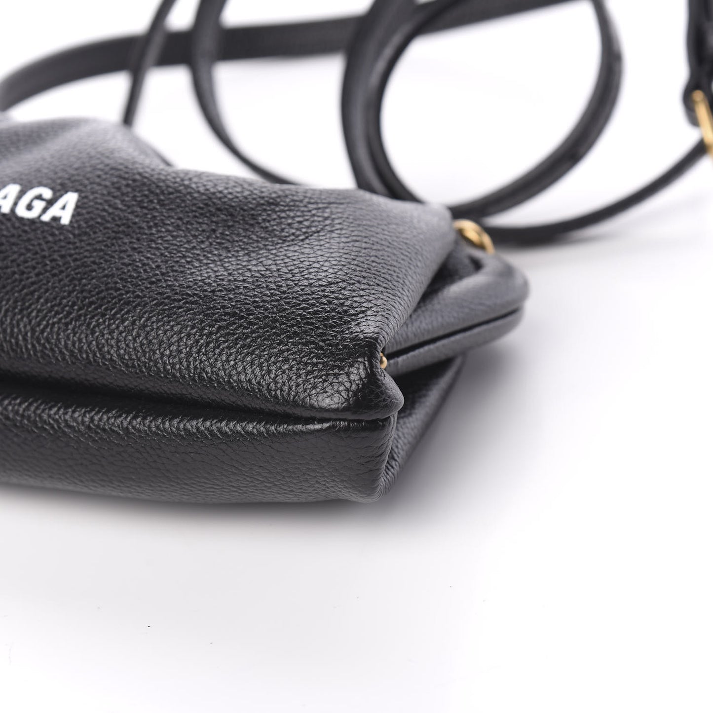 Grained Calfskin Logo Cloud Clutch XS Black