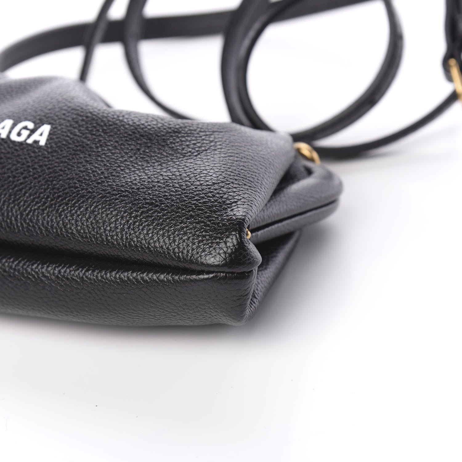 Balenciaga Grained Calfskin Logo Cloud Clutch XS Black 9 of 9