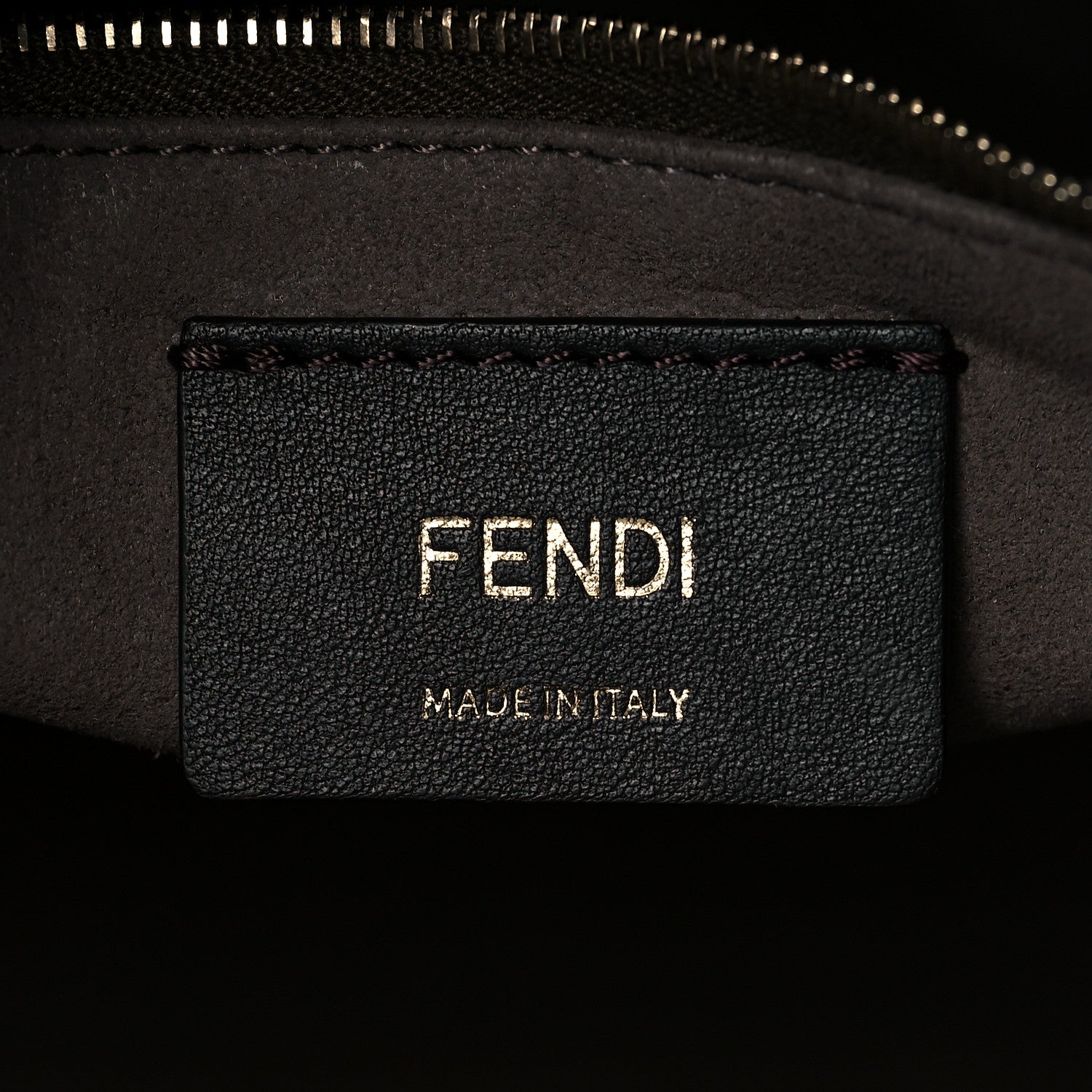 Fendi Glazed Fabric Vitello Century Plexiglass FF 1974 Stamp Patch Medium Runaway Shopper Tote Mogano Panna Black 6 of 10