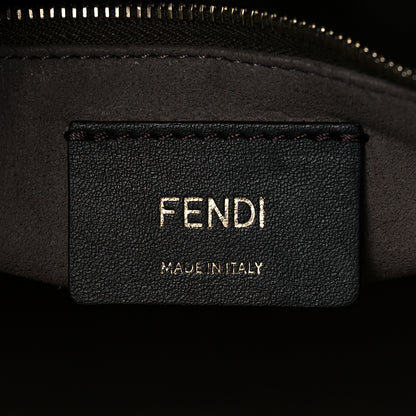Fendi Glazed Fabric Vitello Century Plexiglass FF 1974 Stamp Patch Medium Runaway Shopper Tote Mogano Panna Black 6 of 10