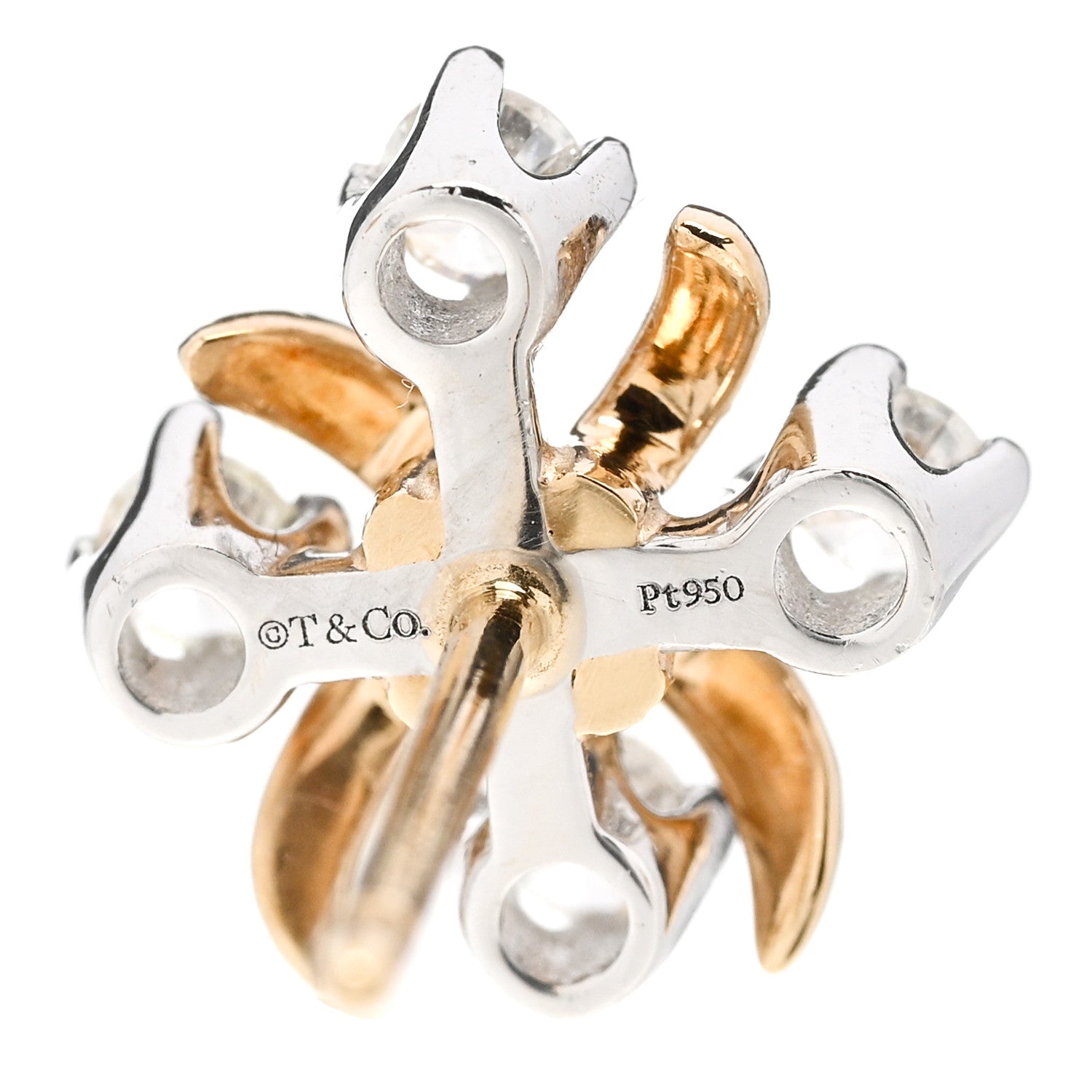 Tiffany Platinum 18K Yellow Gold Diamond Schlumberger Lynn Earrings 4 of 5