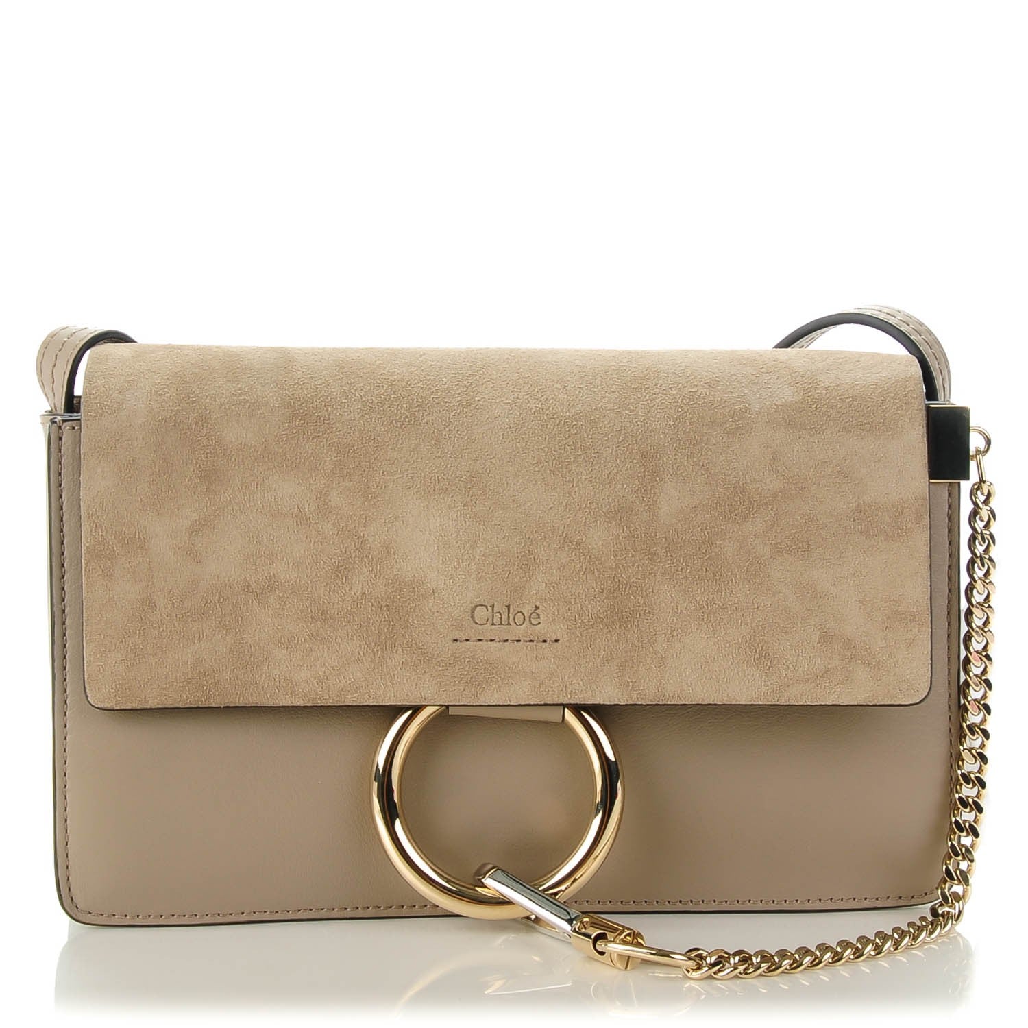 Chloe Suede Calfskin Small Faye Shoulder Bag Motty Grey 1 of 8