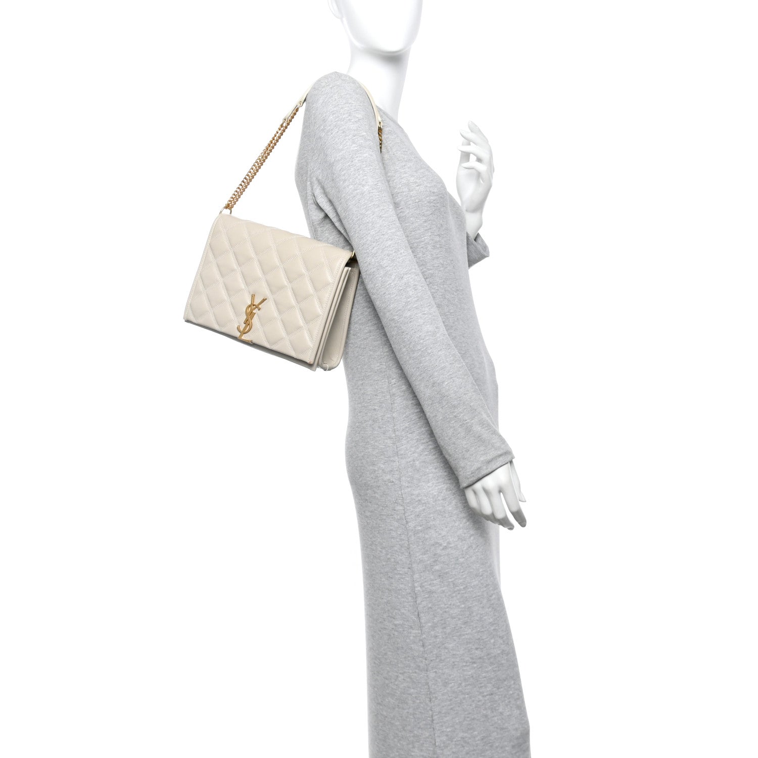 Saint Laurent Lambskin Quilted Mini Becky Chain Bag Crema Soft 2 of 11
