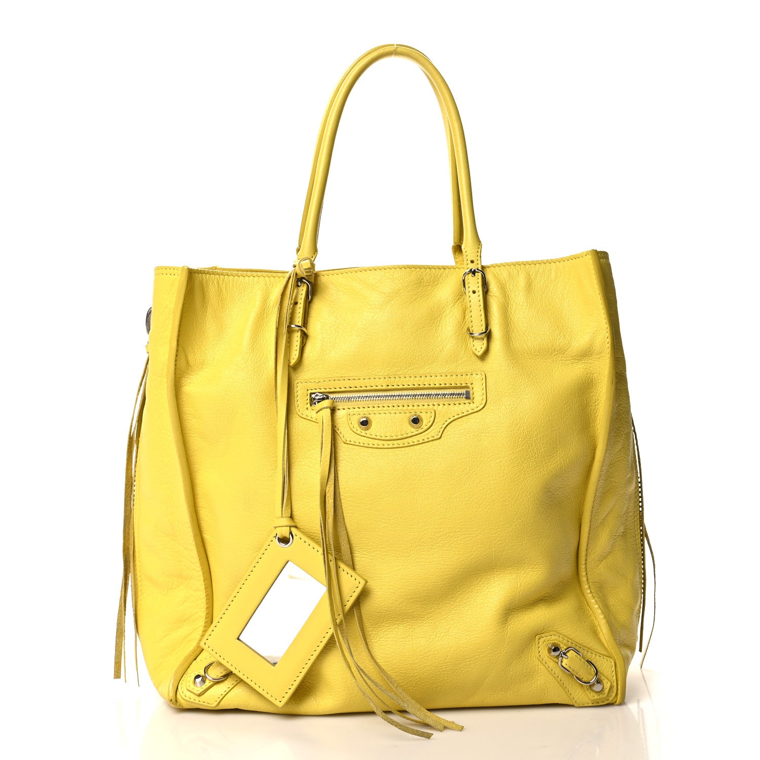 Balenciaga Supple Calfskin Papier A5 Zip Around Tote Jaune Soleil 3 of 12