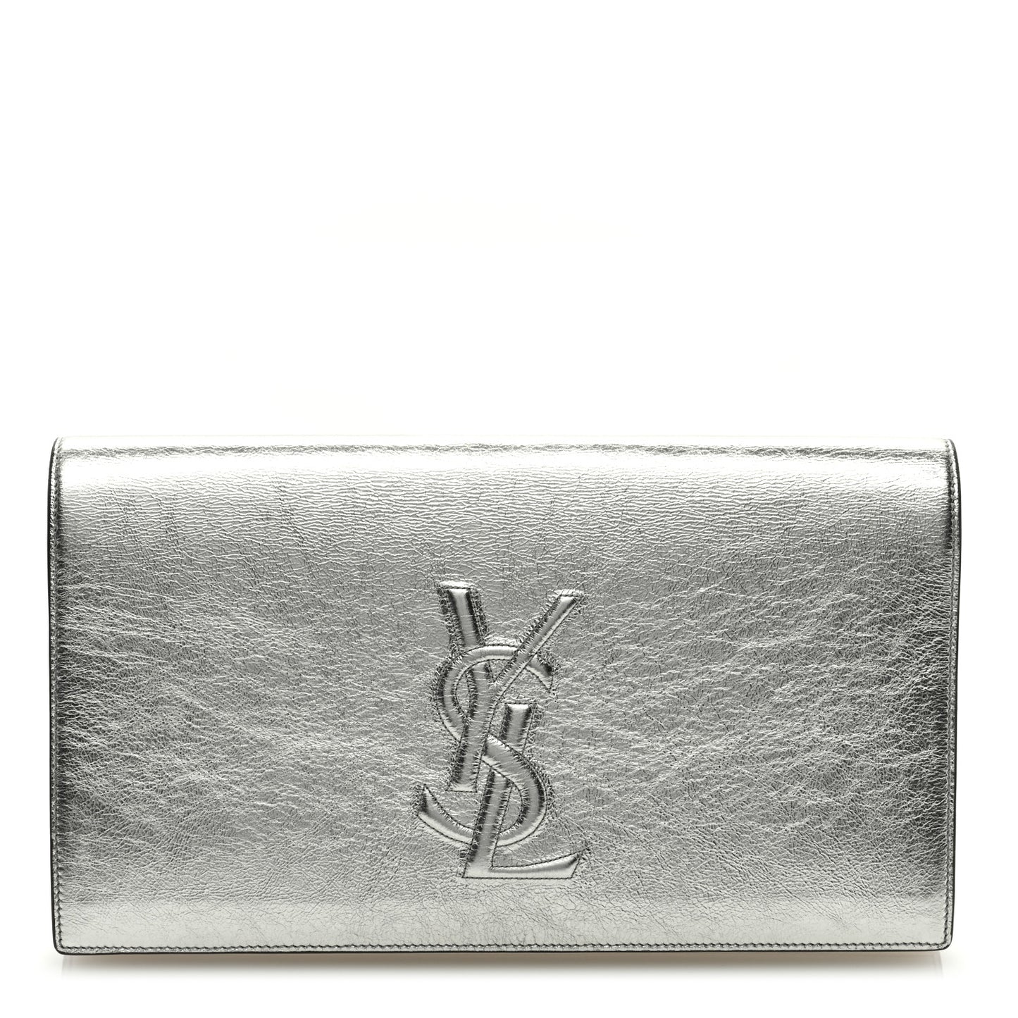 Metallic Calfskin Monogram Large Belle De Jour Clutch Silver