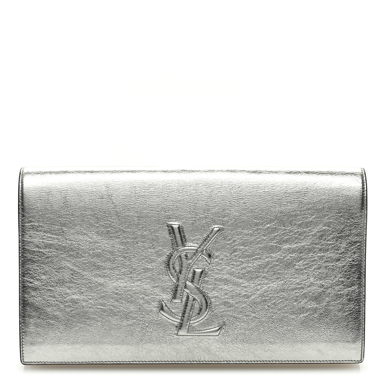 Saint Laurent Metallic Calfskin Monogram Large Belle De Jour Clutch Silver 1 of 6