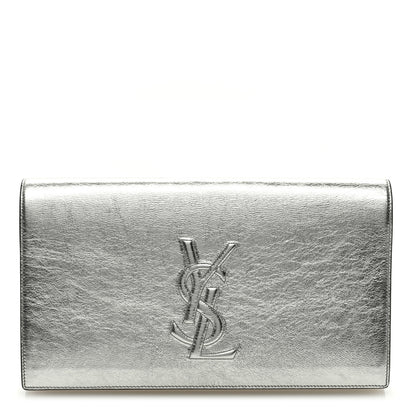 Saint Laurent Metallic Calfskin Monogram Large Belle De Jour Clutch Silver 1 of 6