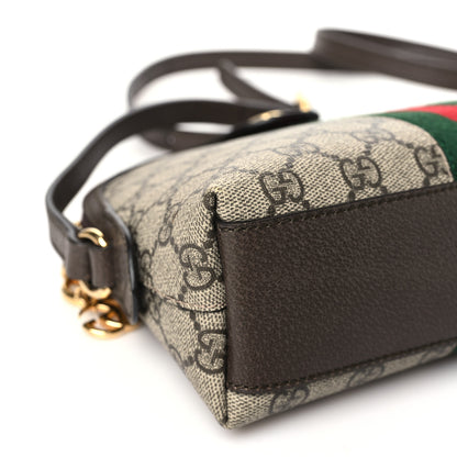 Gucci GG Supreme Monogram Textured Dollar Calfskin Web Small Ophidia Dome Shoulder Bag Beige Ebony New Acero 9 of 10