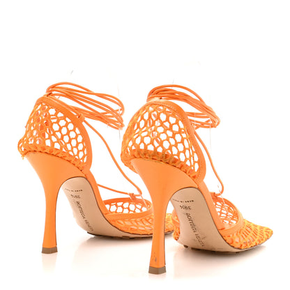 Bottega Veneta Mesh Nappa Stretch Ankle Tie 90mm Sandals 39.5 Tangerine 5 of 9