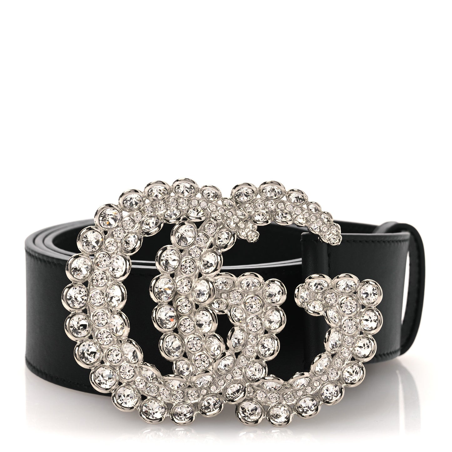 Calfskin Crystal Double G 40mm Belt 85 34 Black