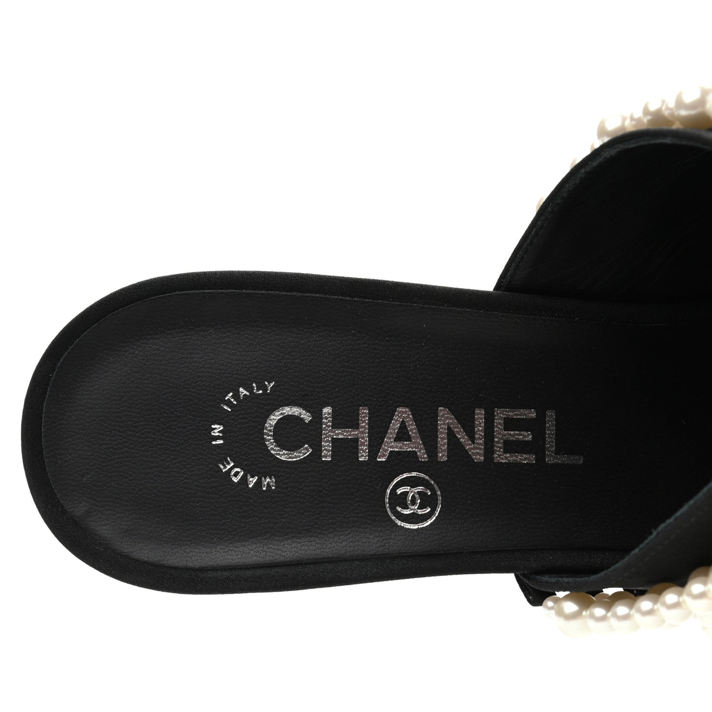 Satin Cap Toe CC Pearl Mule 40 Black