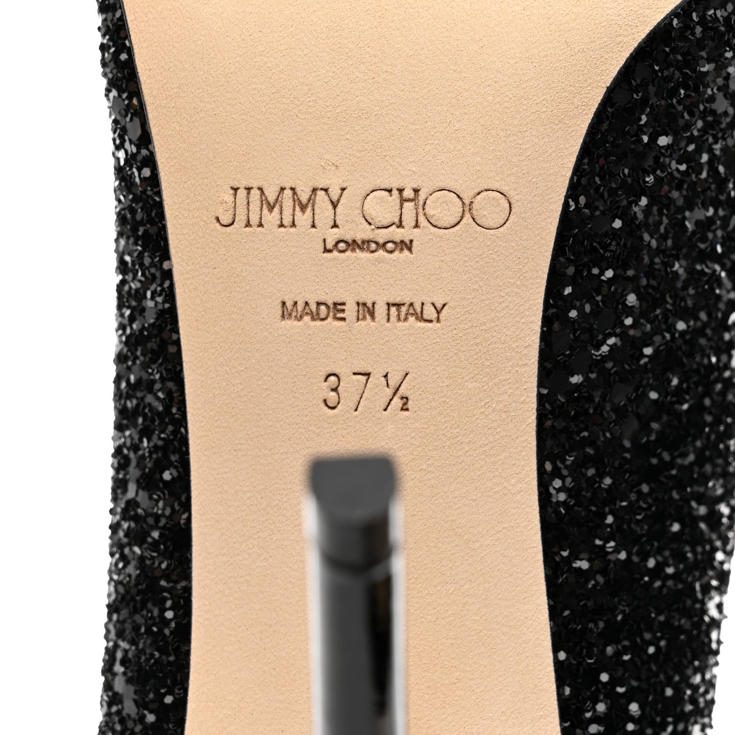 Jimmy Choo Coarse Glitter Abel 100 Pumps 37.5 Black 7 of 8